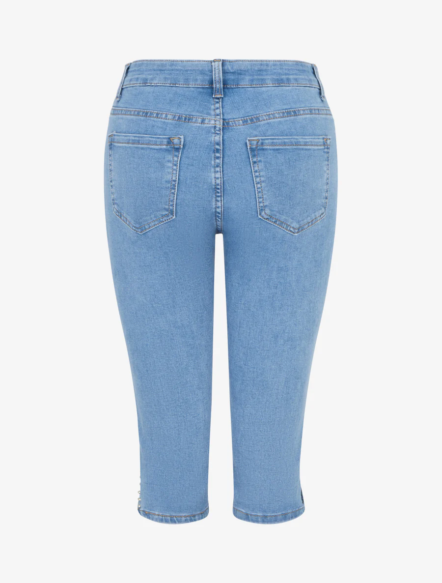 Spijkerbroek met split. - Blauw - Image 2