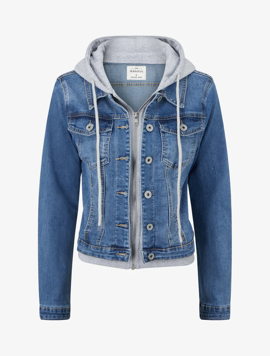 Spijkerjack met capuchon - Blauw