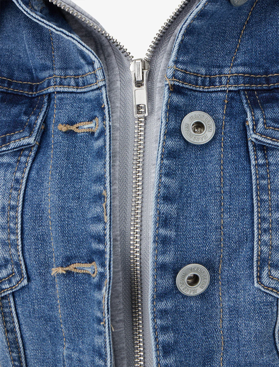 Spijkerjack met capuchon - Blauw - Image 3