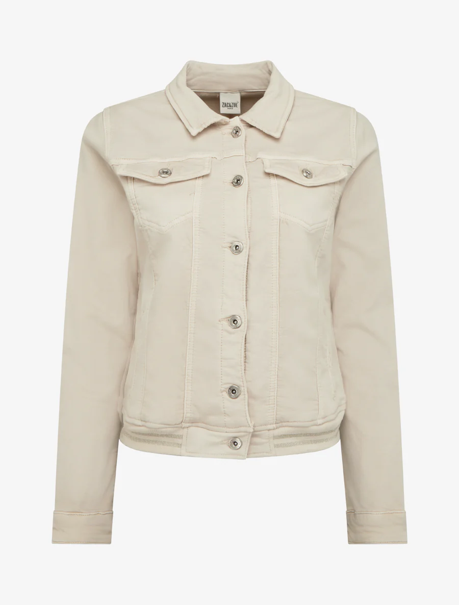 Spijkerjack met elastische boorden - Beige