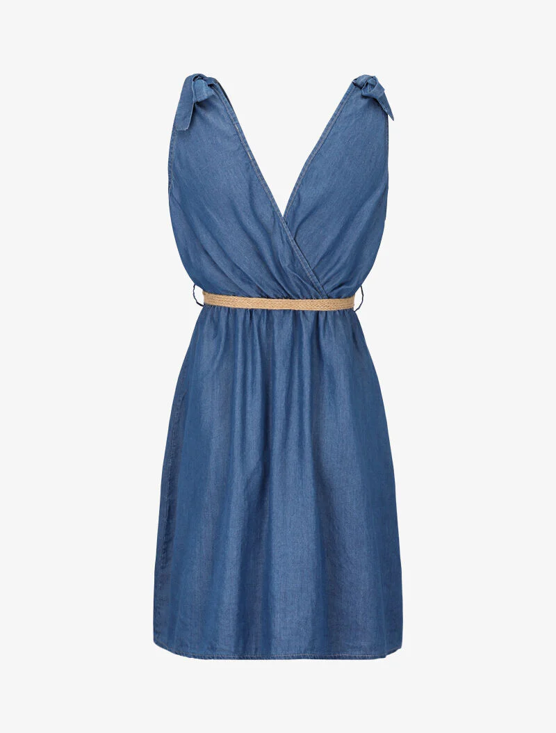 Spijkerjurk met overslag - Denim blauw - Image 2