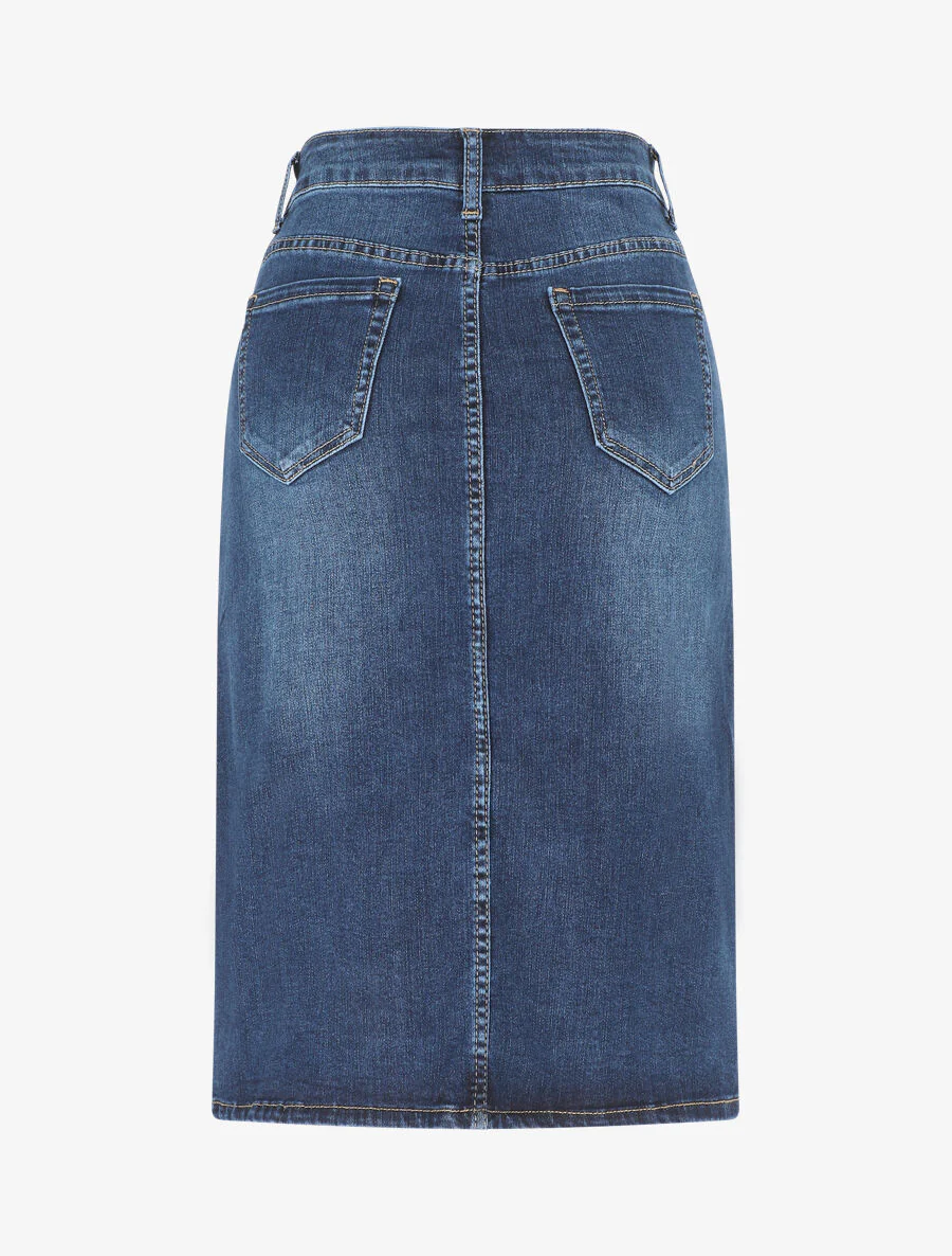 Spijkerrok met knopen - blauw - Image 2