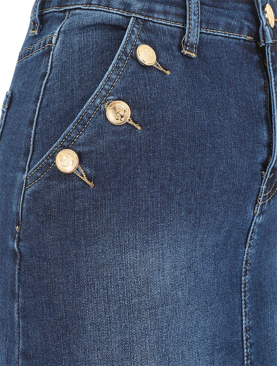 Spijkerrok met knopen - blauw - Image 3