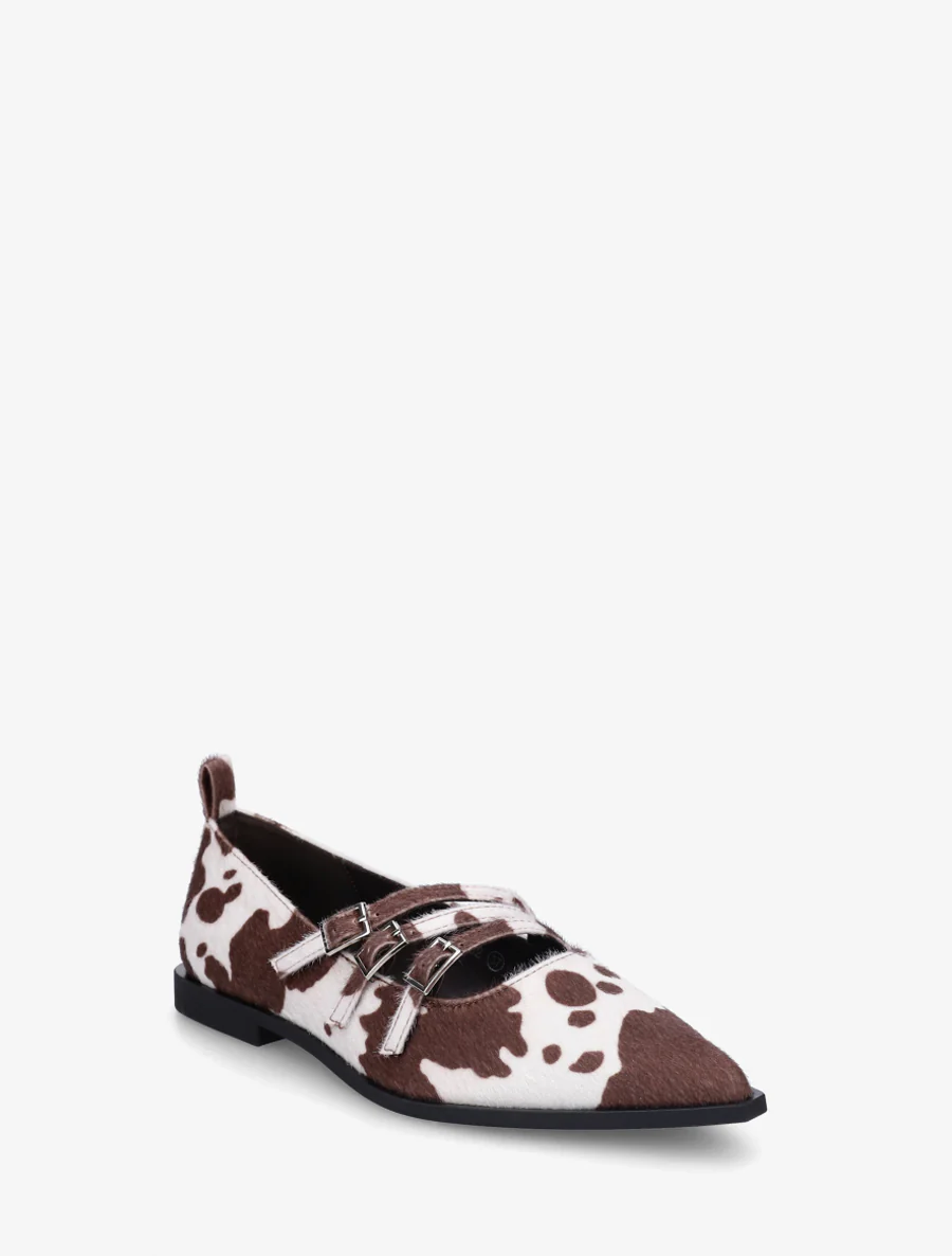 Spitse ballerina's met koeienprint - Bruin - Image 2