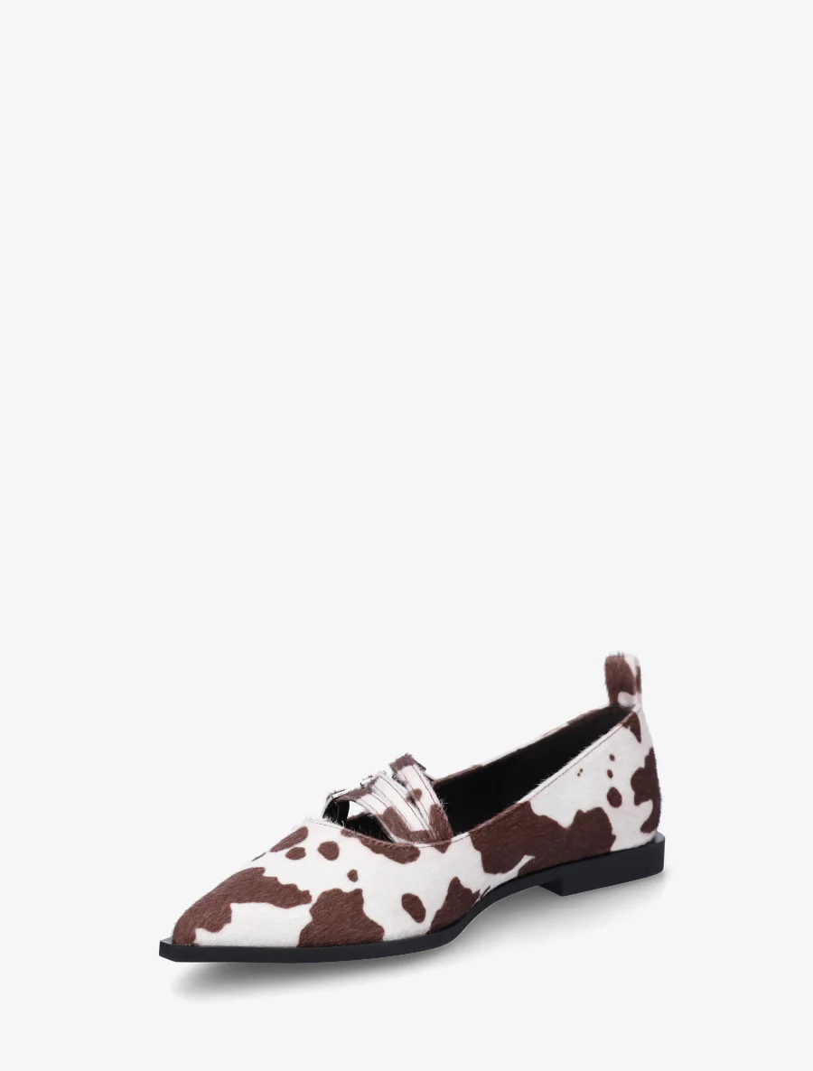 Spitse ballerina's met koeienprint - Bruin - Image 3