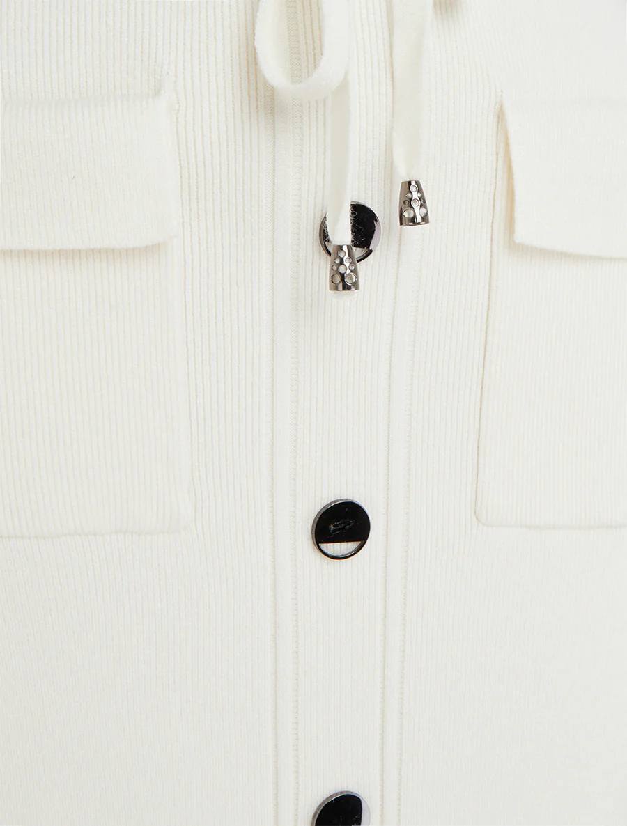 Split gebreide rok met decoratieve knopen - Ecru - Image 3