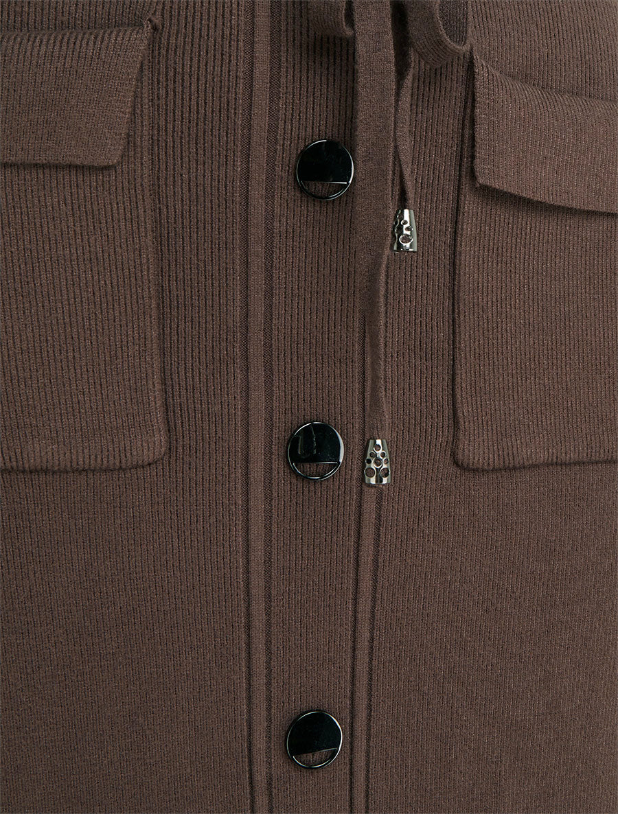 Split gebreide rok met decoratieve knopen - Bruin - Image 3