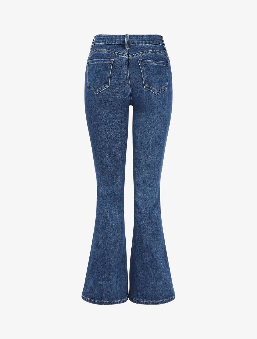 Standaard maat effen flare jeans - blauw - Image 2