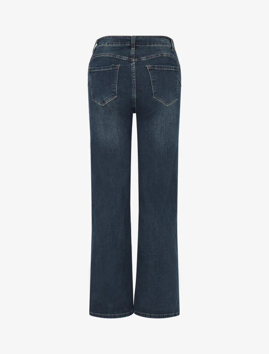 Standaard push-up washed jeans met rechte pijpen - Blauw - Image 2