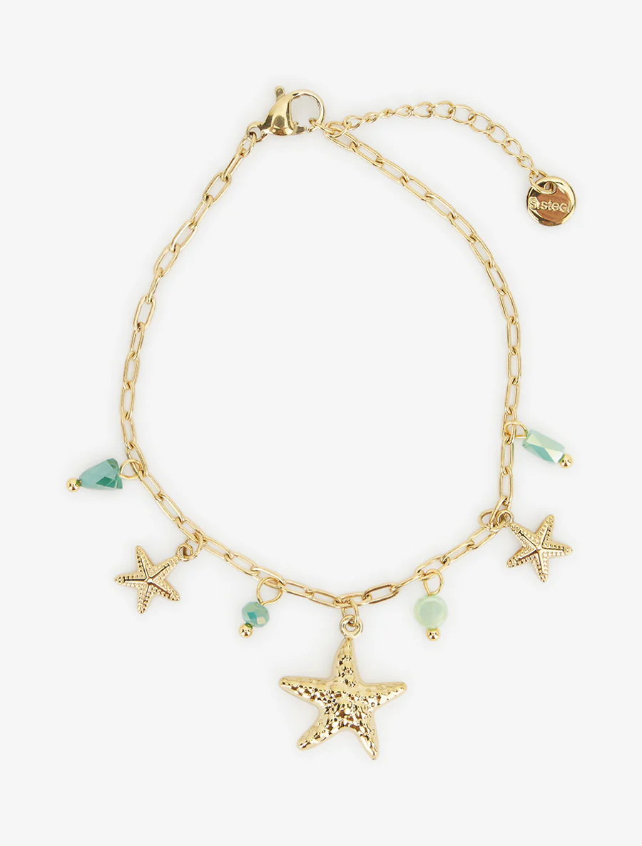 Sterrenarmband met bedeltjes en gekleurde stenen - Groen - Image 2