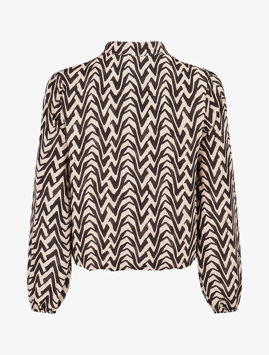 Stijlvolle blouse met golfprint - zwart - Image 2