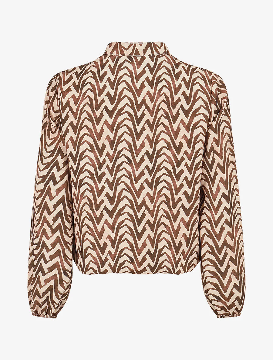 Stijlvolle blouse met golfprint - Bruin - Image 2