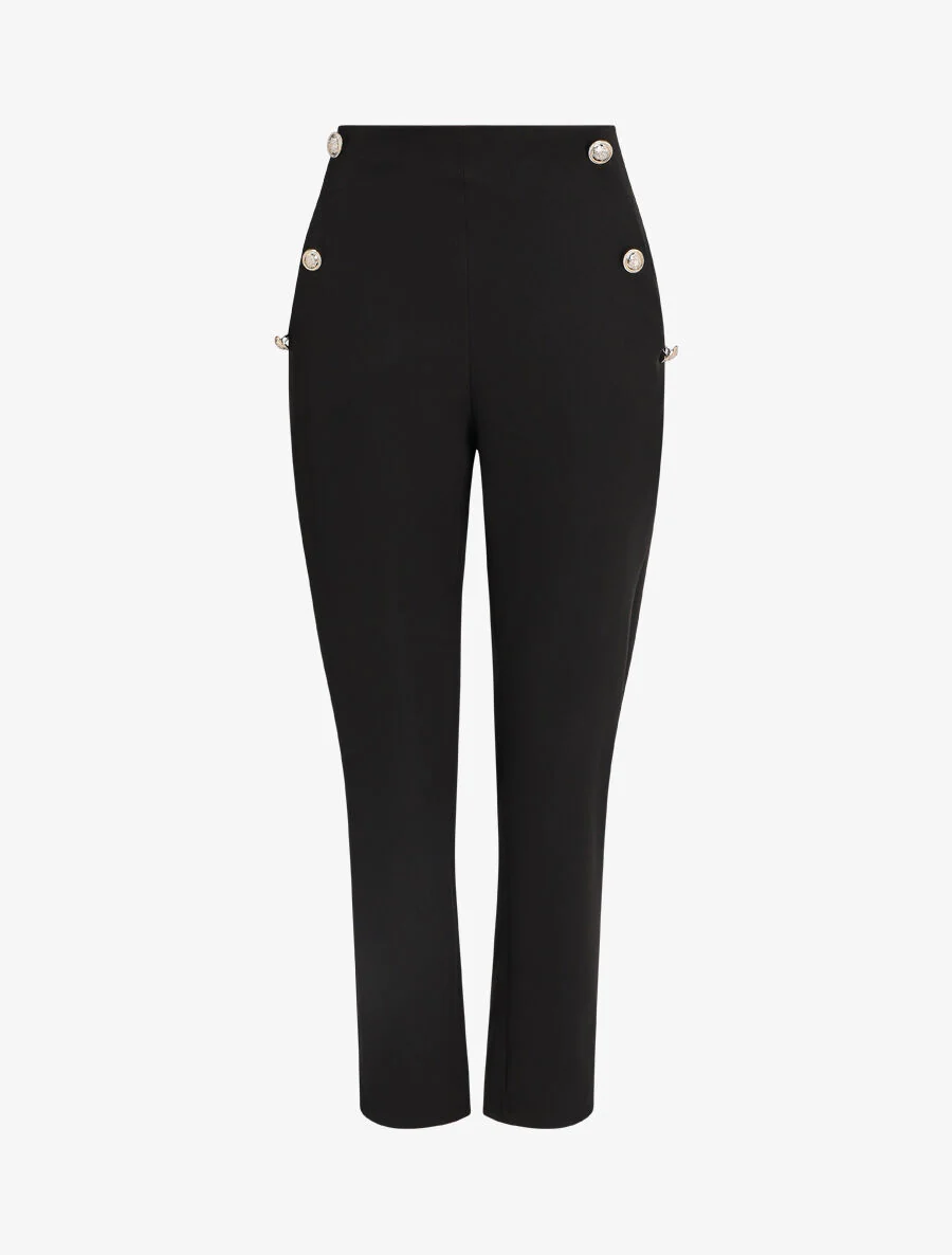 Stijlvolle knop slim fit broek - Zwart