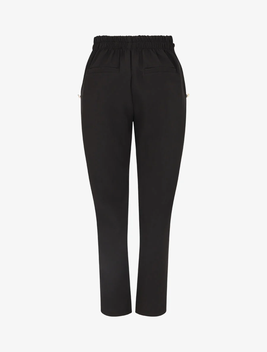 Stijlvolle knop slim fit broek - Zwart - Image 2