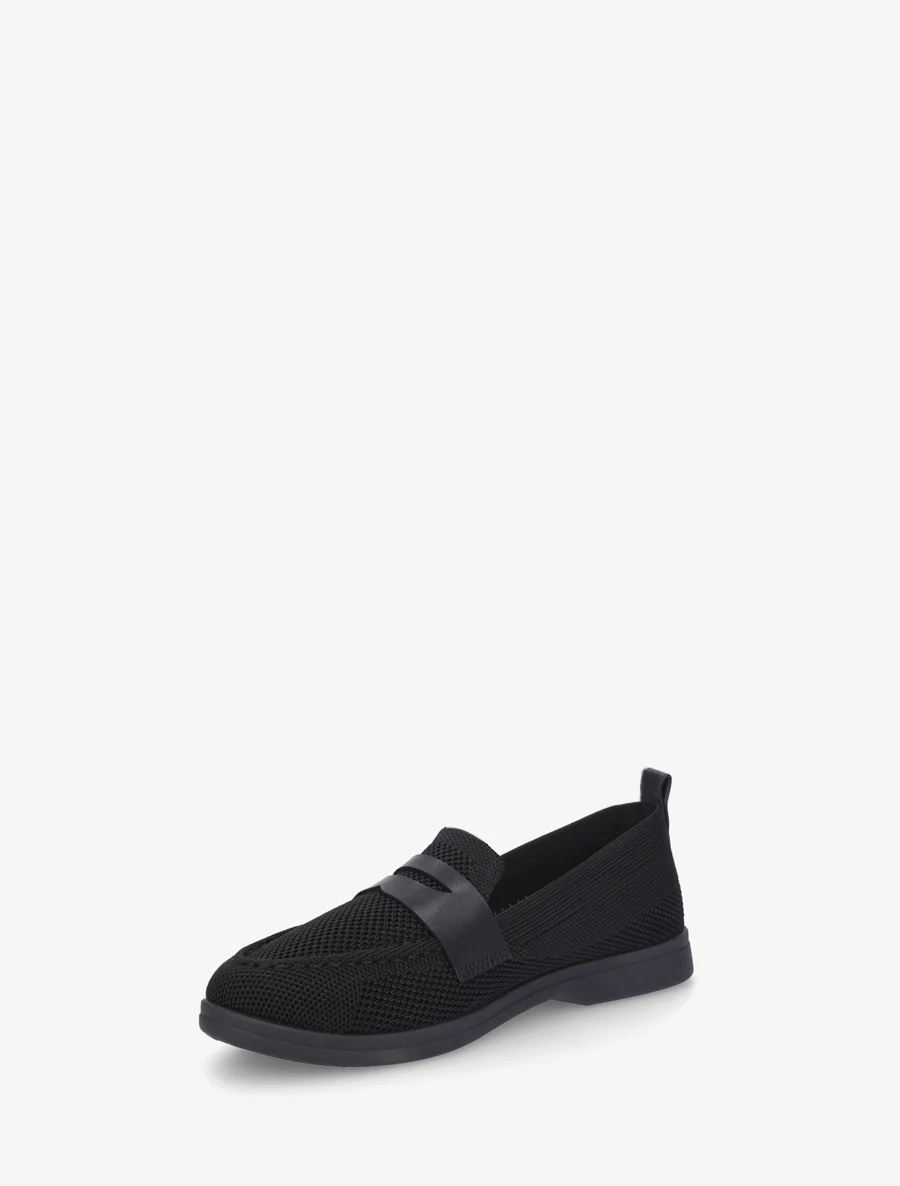 Stoffen mocassins met imitatie-inzetstuk - Zwart - Image 3