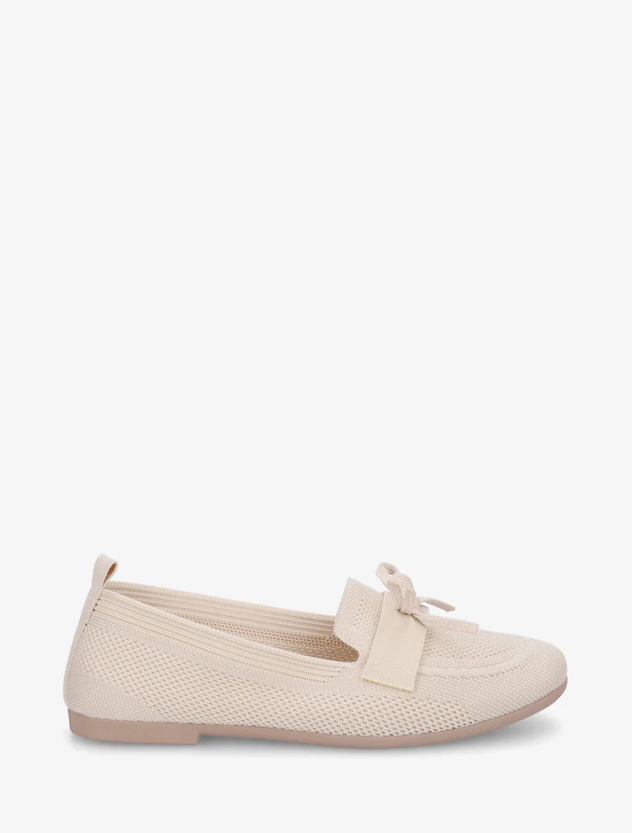 Stoffen mocassins met strikje - Beige