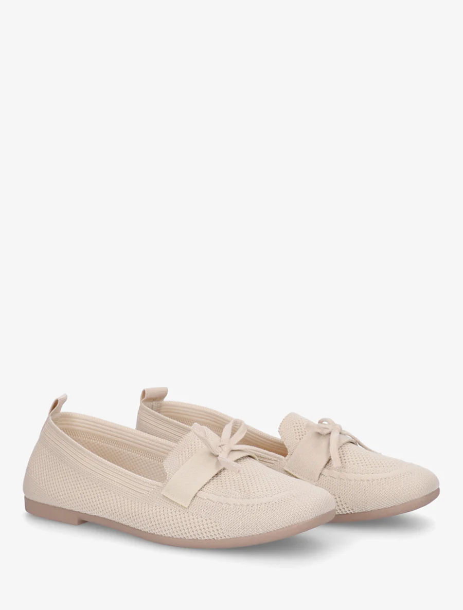 Stoffen mocassins met strikje - Beige - Image 4
