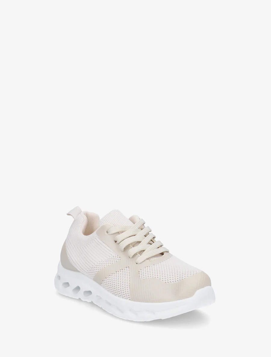 Stoffen sneakers met een geperforeerde zool - Beige - Image 2