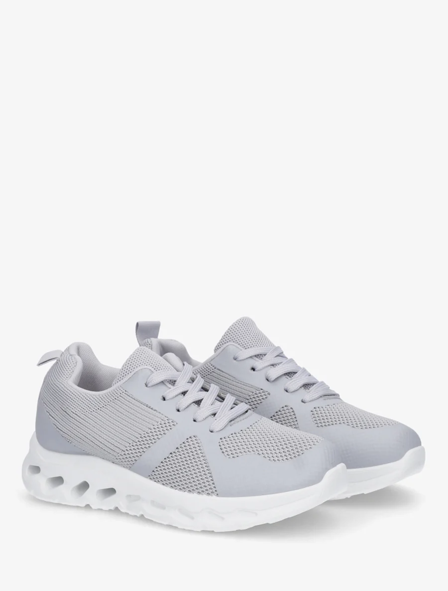 Stoffen sneakers met een geperforeerde zool - Lichtgrijs - Image 4