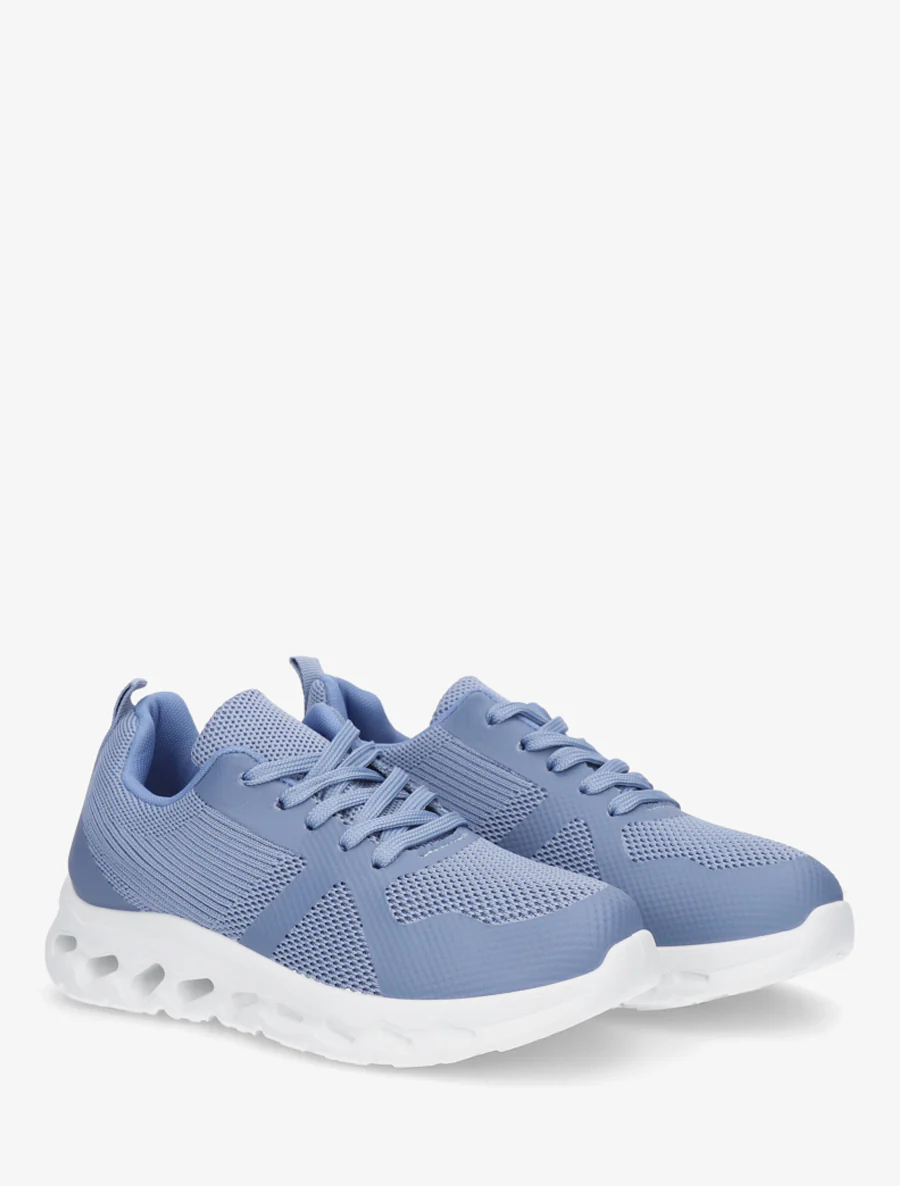 Stoffen sneakers met een geperforeerde zool - Blauw - Image 4