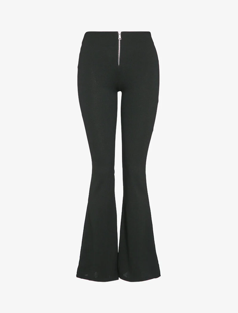 Strakke flared broek met hoge taille - Zwart
