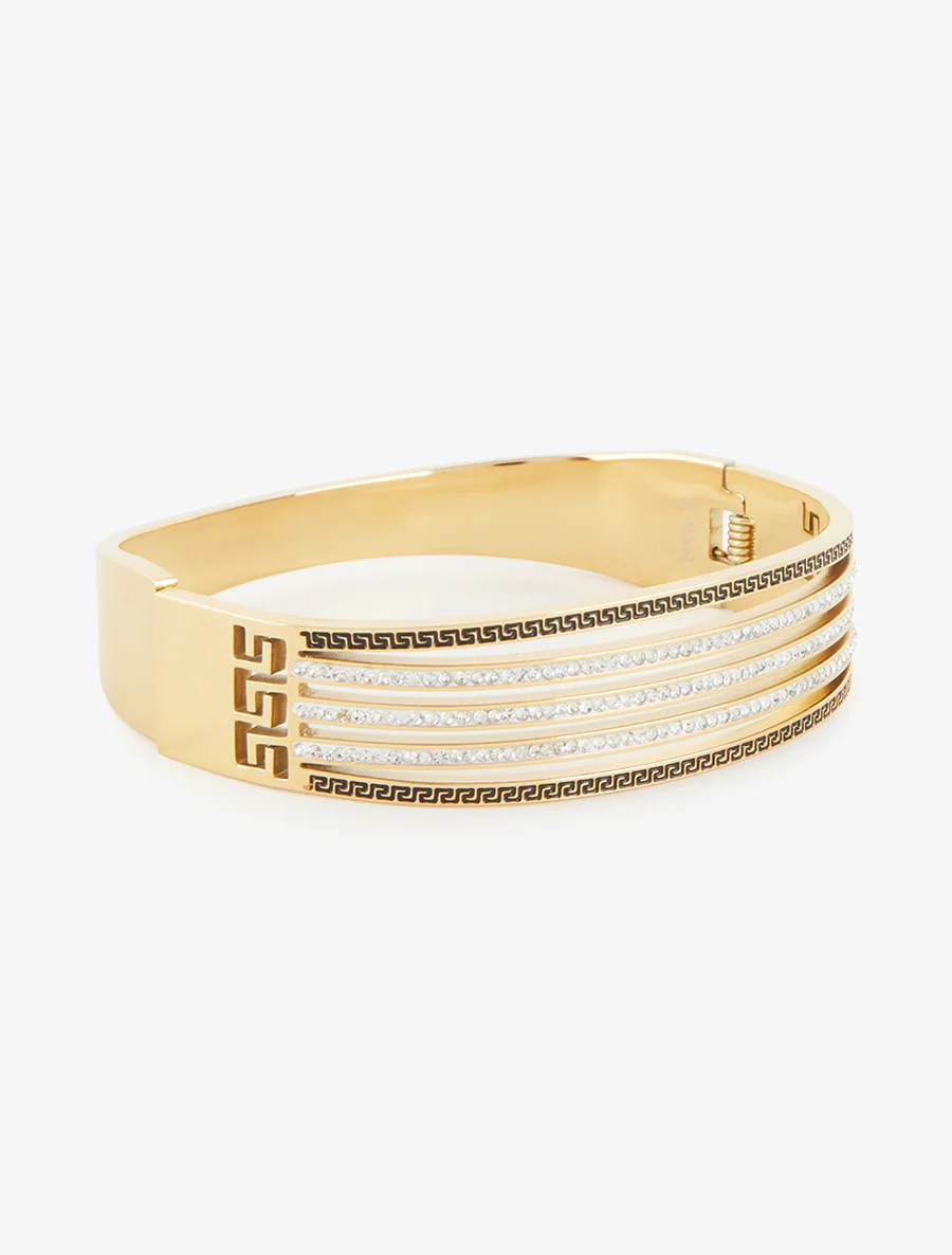 Strass en gegraveerde armband - Goud - Image 2
