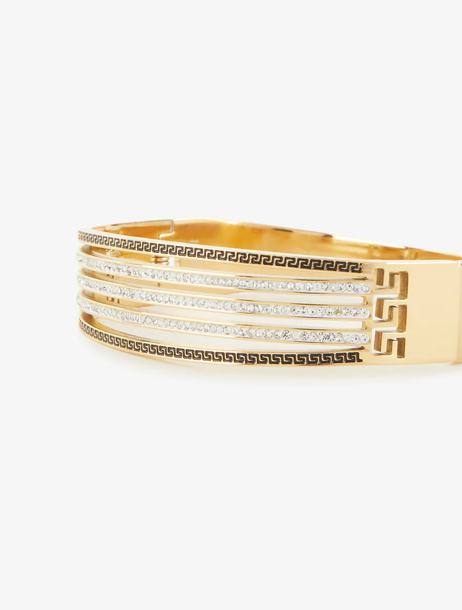 Strass en gegraveerde armband - Goud - Image 3