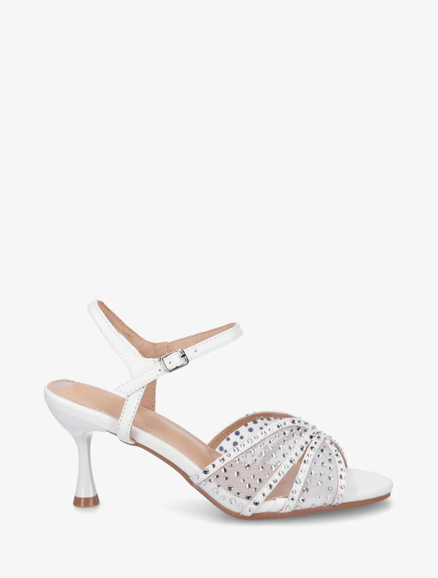 Strass sandalen en naaldhak - Wit