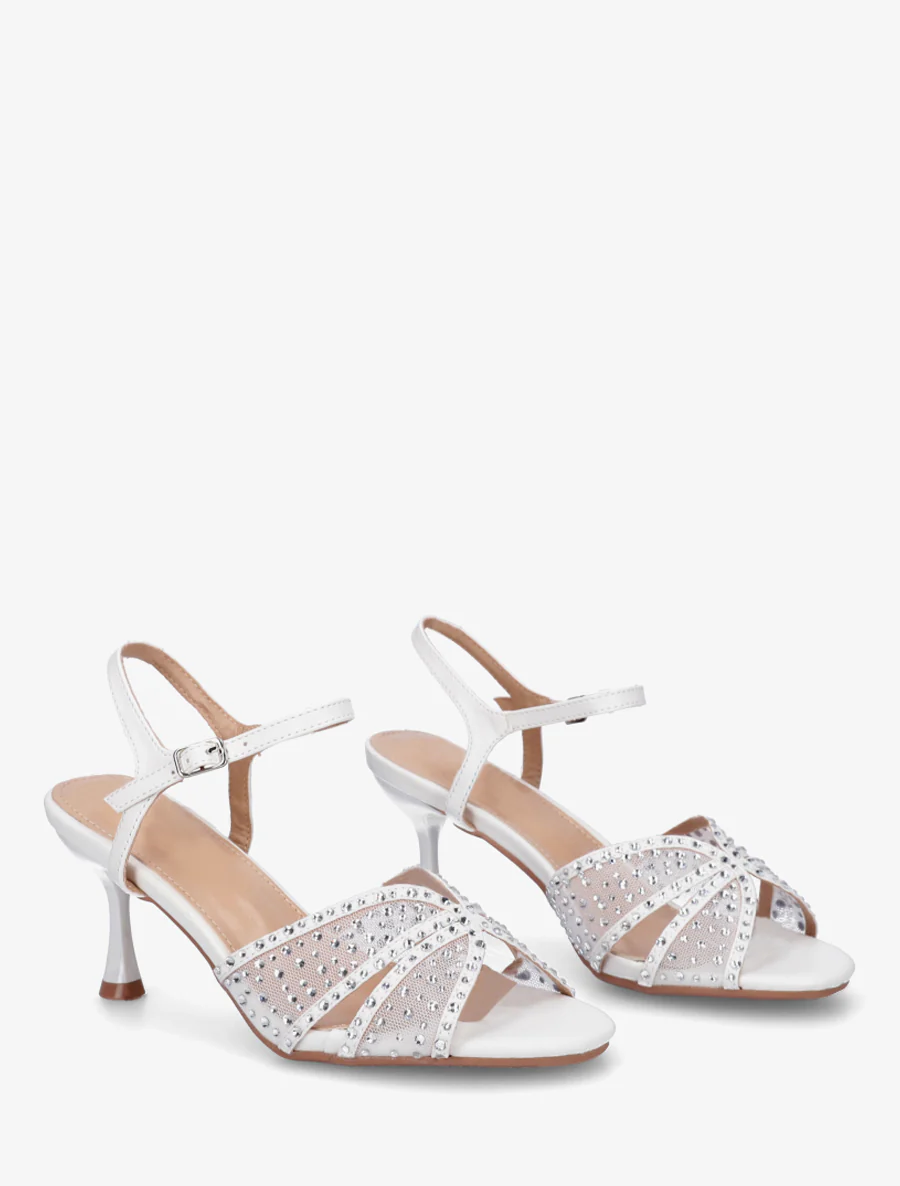 Strass sandalen en naaldhak - Wit - Image 4