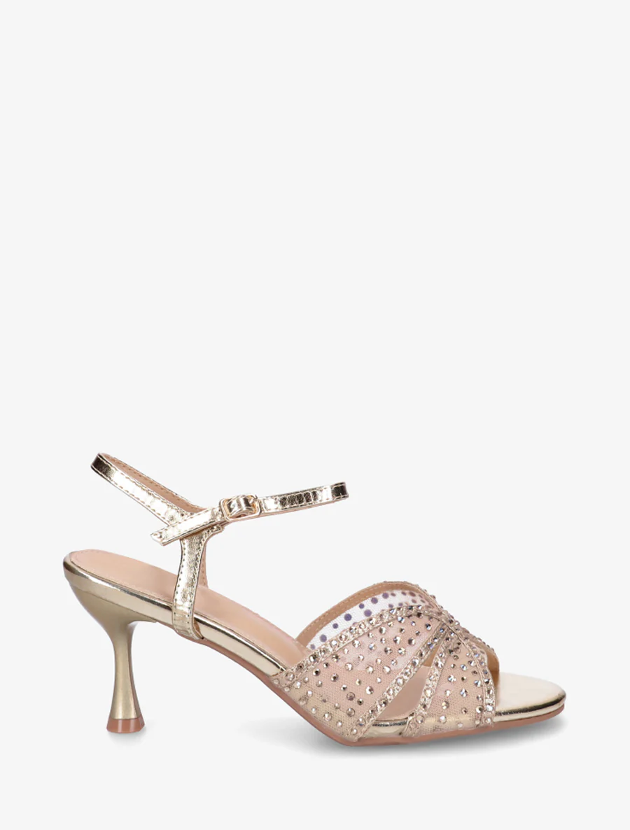 Strass sandalen en naaldhak - Goud