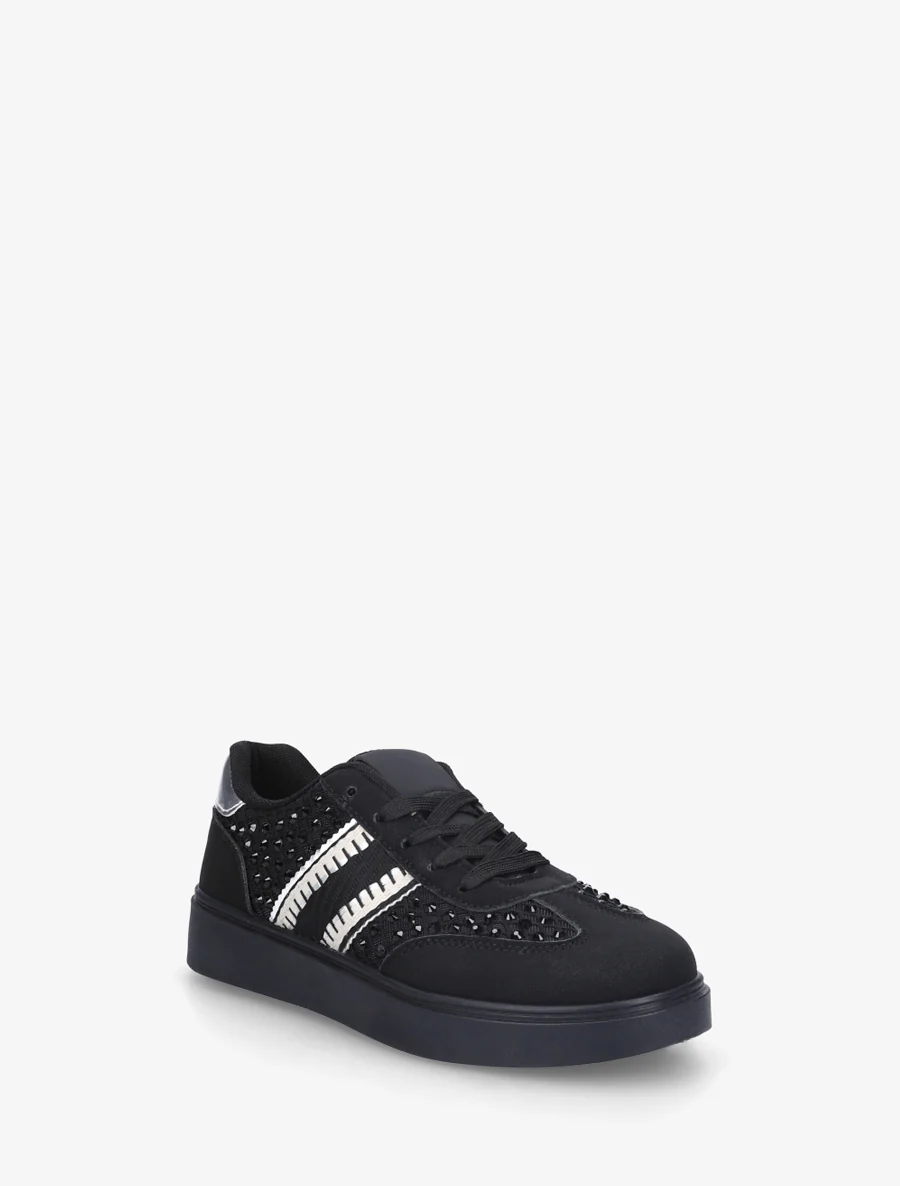 Strass-sneakers met rubberen zool - Zwart - Image 2