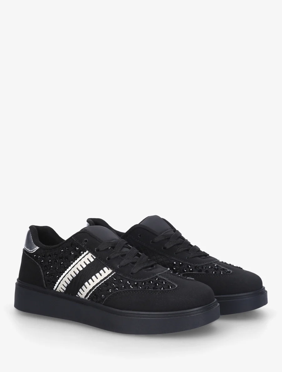 Strass-sneakers met rubberen zool - Zwart - Image 4