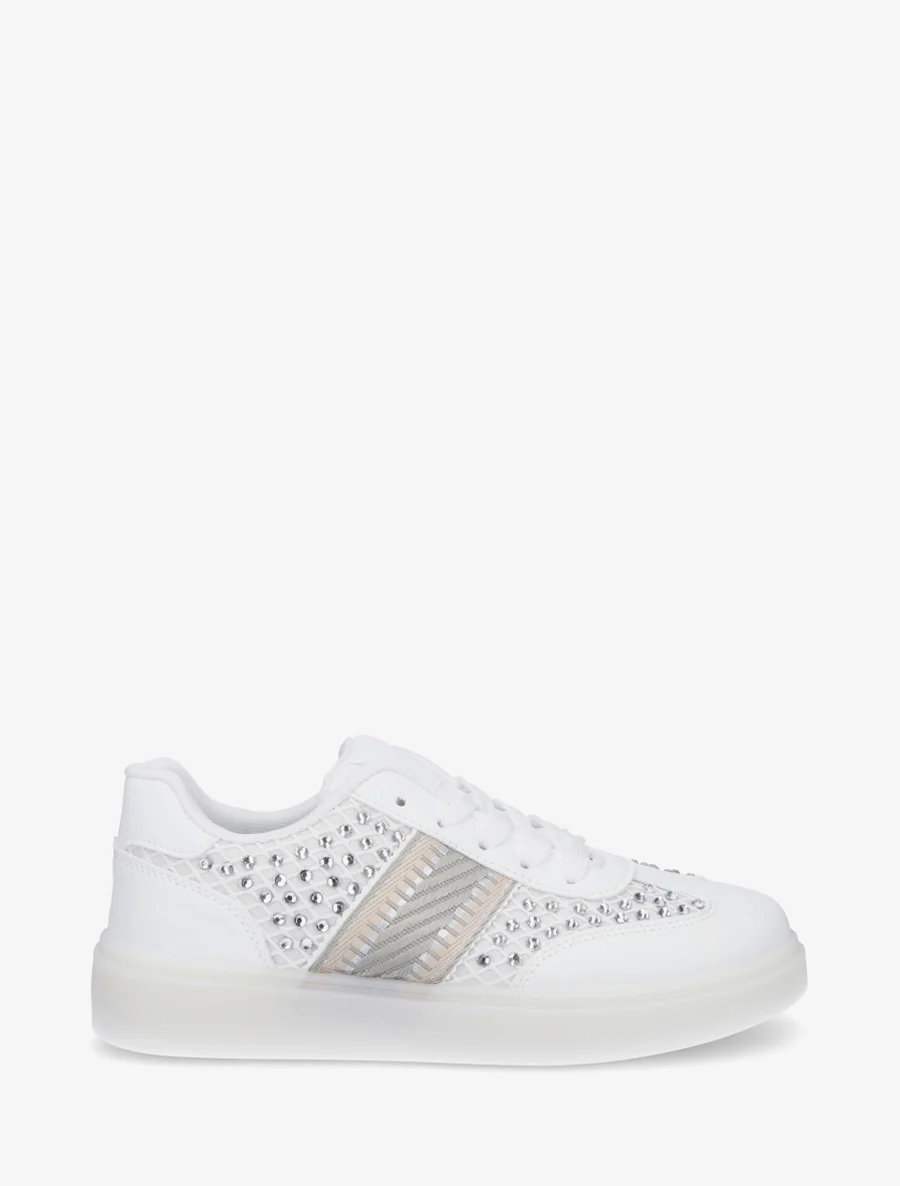 Strass-sneakers met rubberen zool - Wit