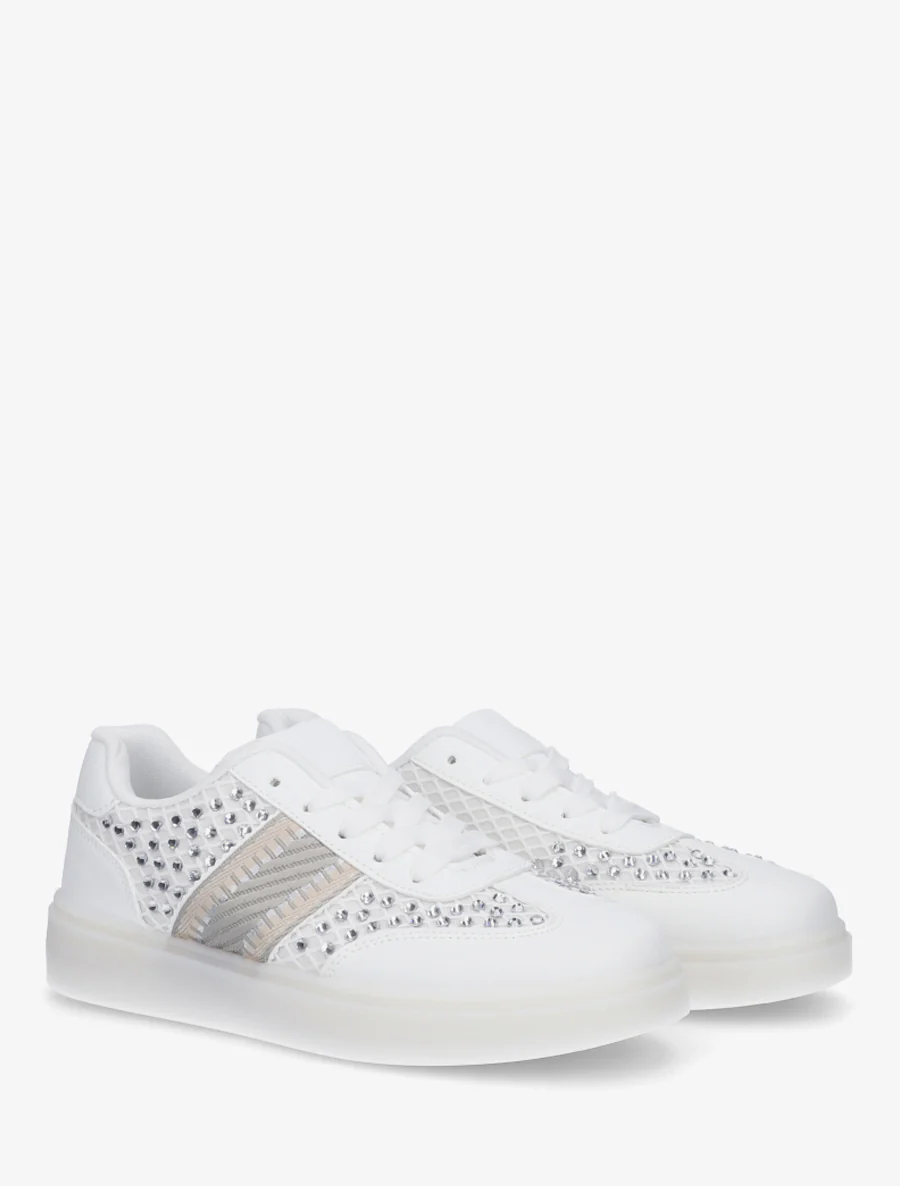 Strass-sneakers met rubberen zool - Wit - Image 4