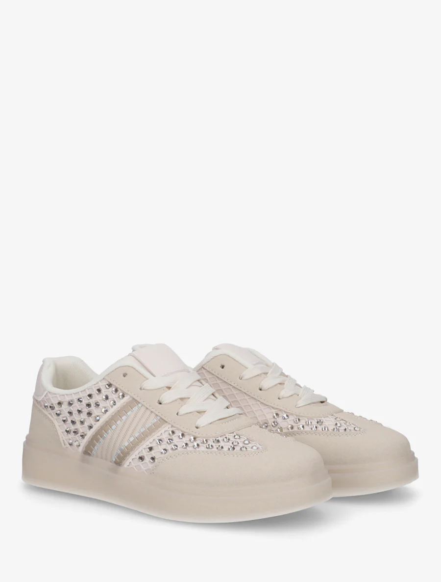 Strass-sneakers met rubberen zool - Beige - Image 4