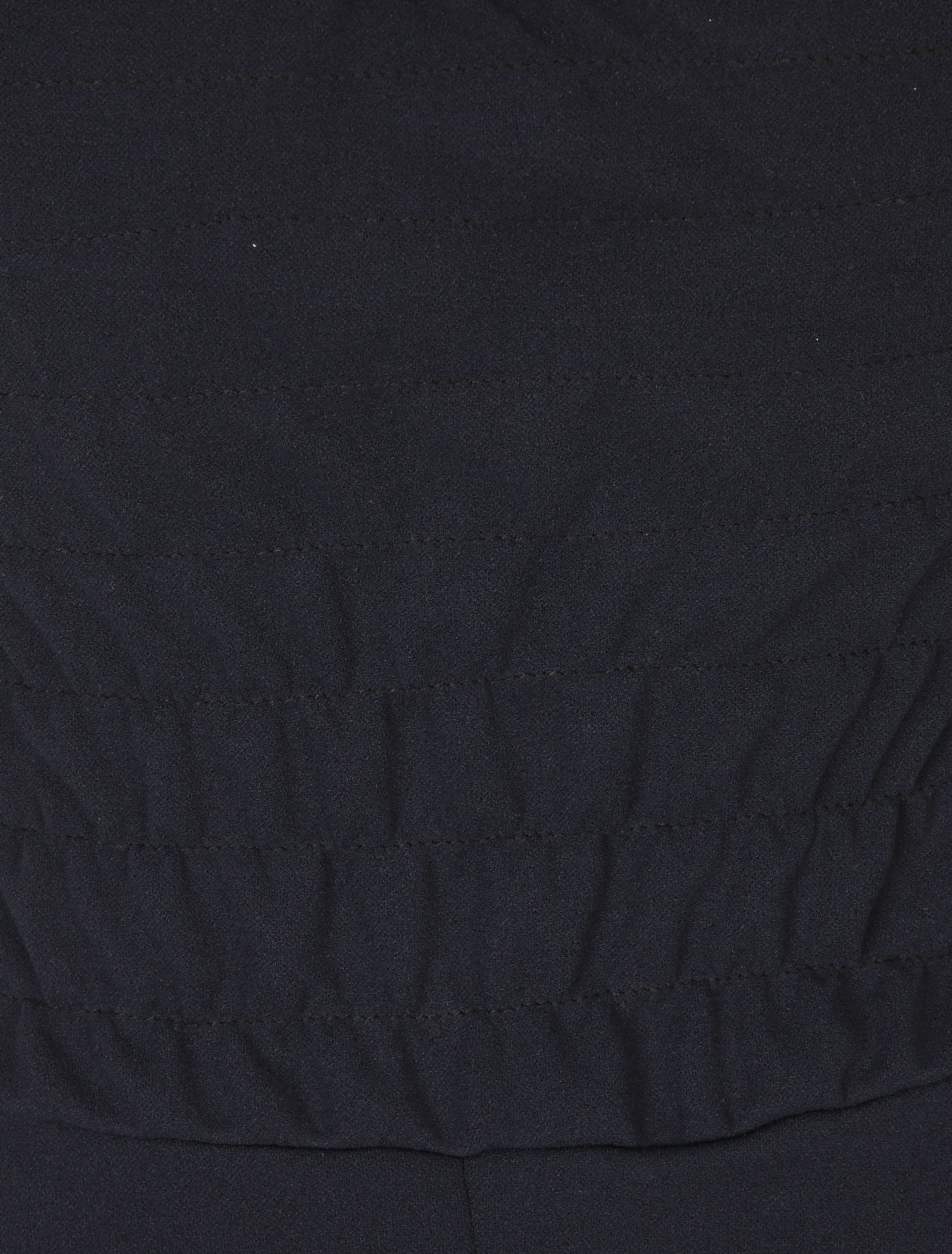 Streepjesjurk met gepleisterd bovenlijf en taille - Donkerblauw - Image 3