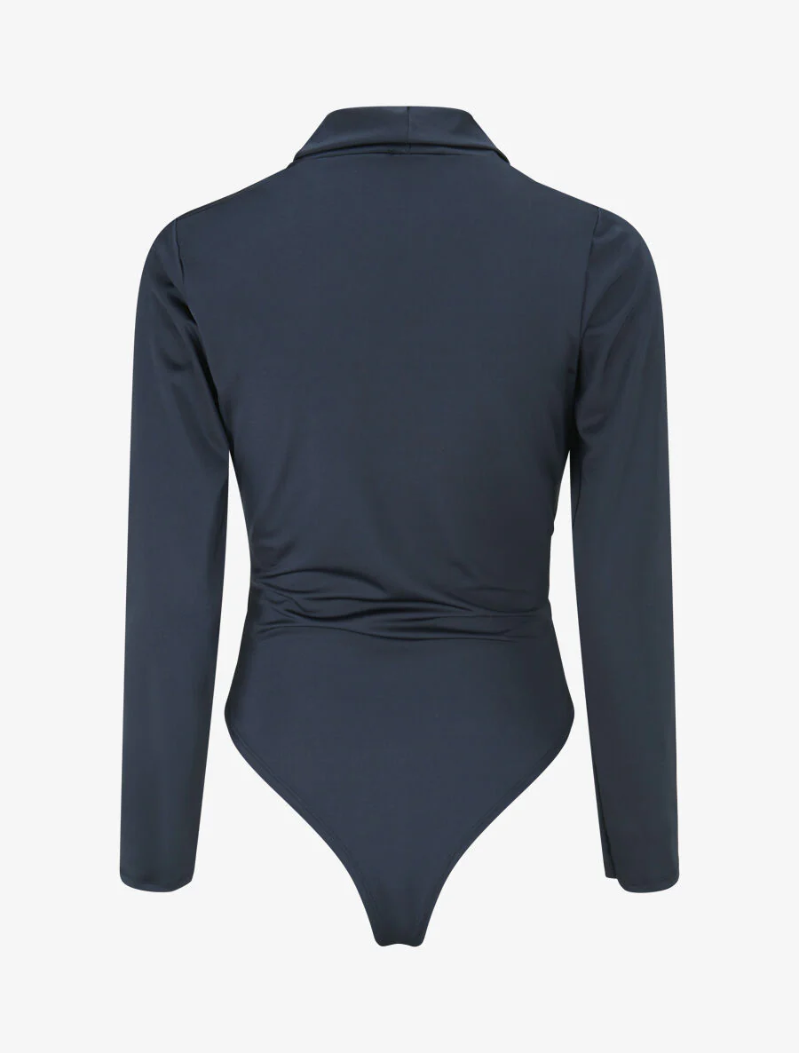 Stretch body met gedrapeerde halslijn - Marineblauw - Image 2