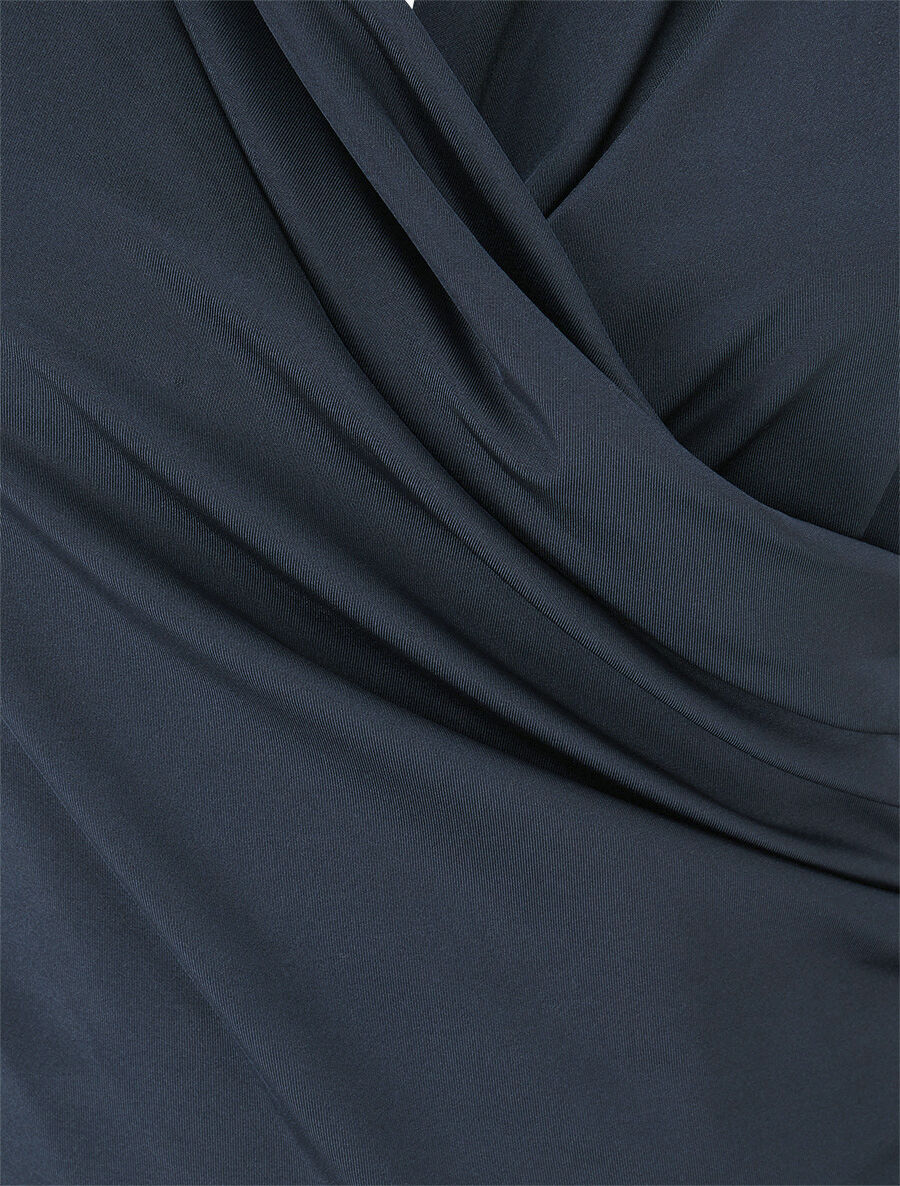 Stretch body met gedrapeerde halslijn - Marineblauw - Image 3