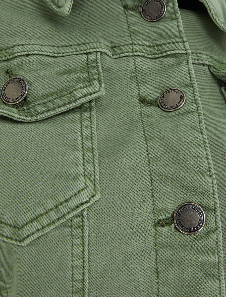 Stretch jeansjack recht model - Kaki - Image 3