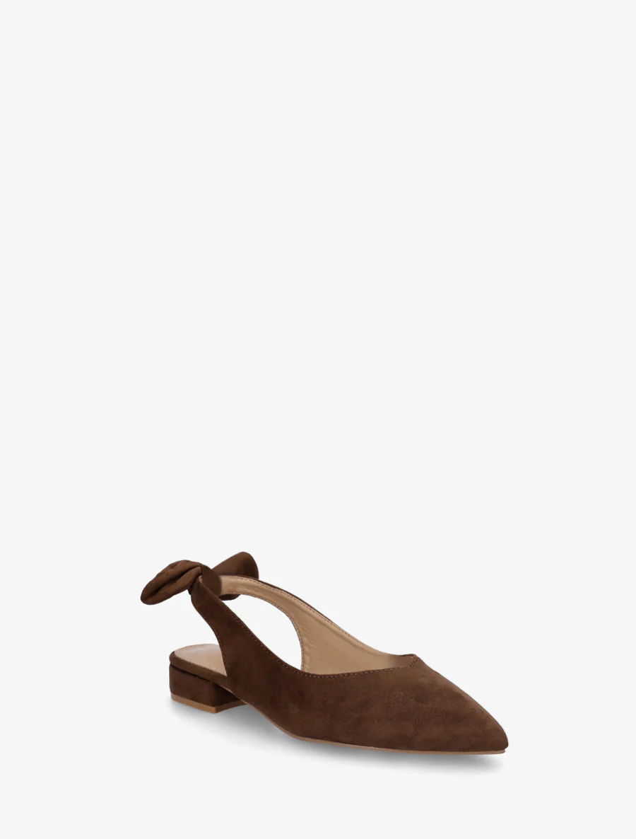 Suède ballerina's met hak - Bruin - Image 2