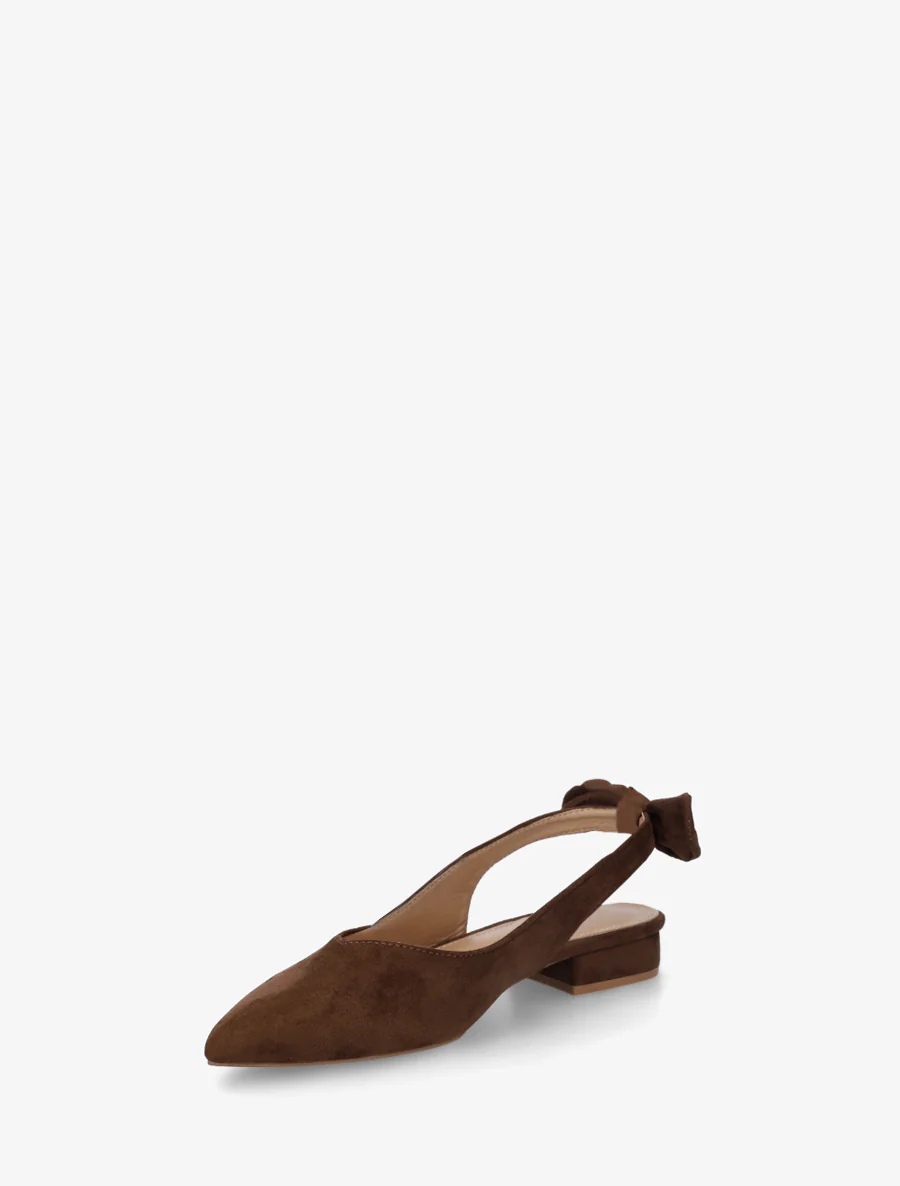 Suède ballerina's met hak - Bruin - Image 3