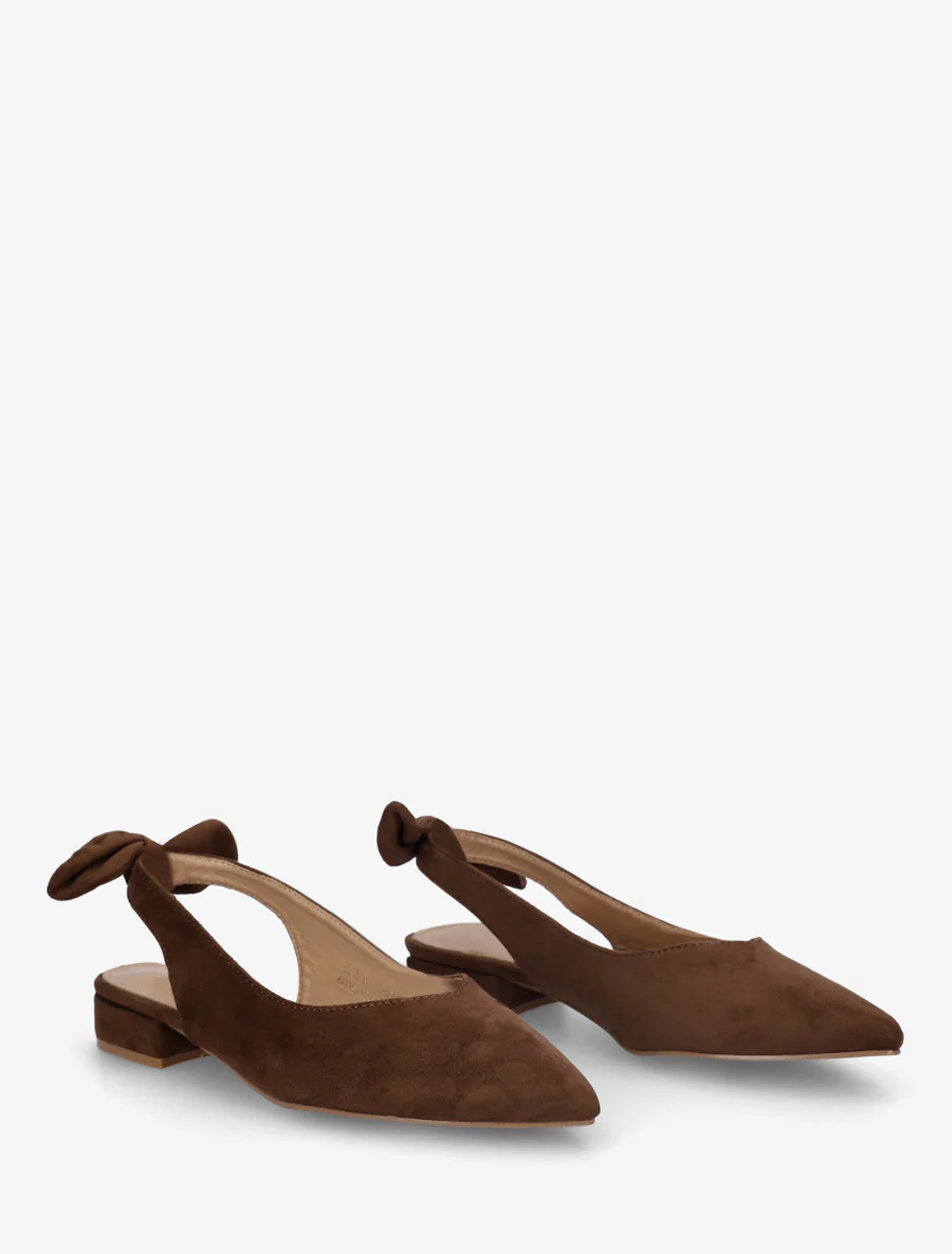 Suède ballerina's met hak - Bruin - Image 4