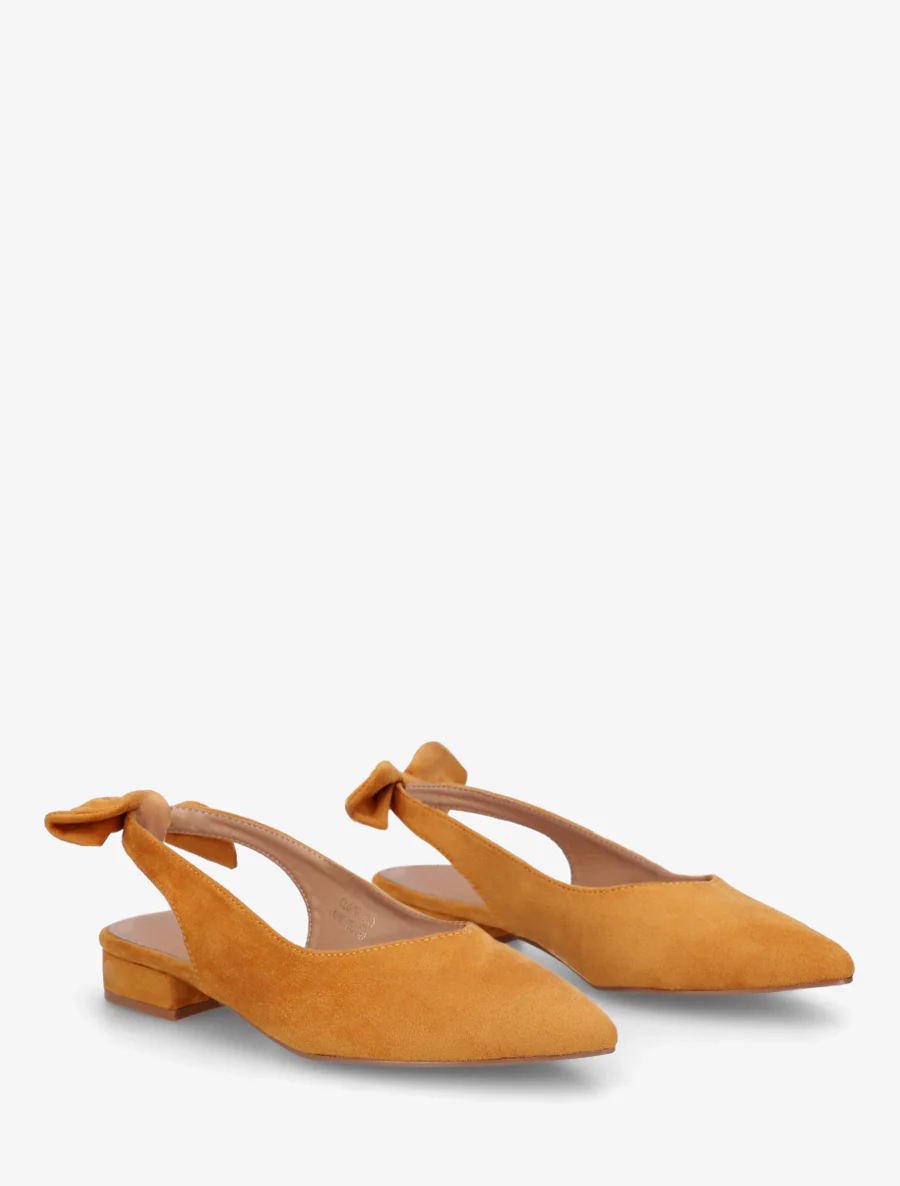 Suède ballerina's met hak - Mosterdgeel - Image 4