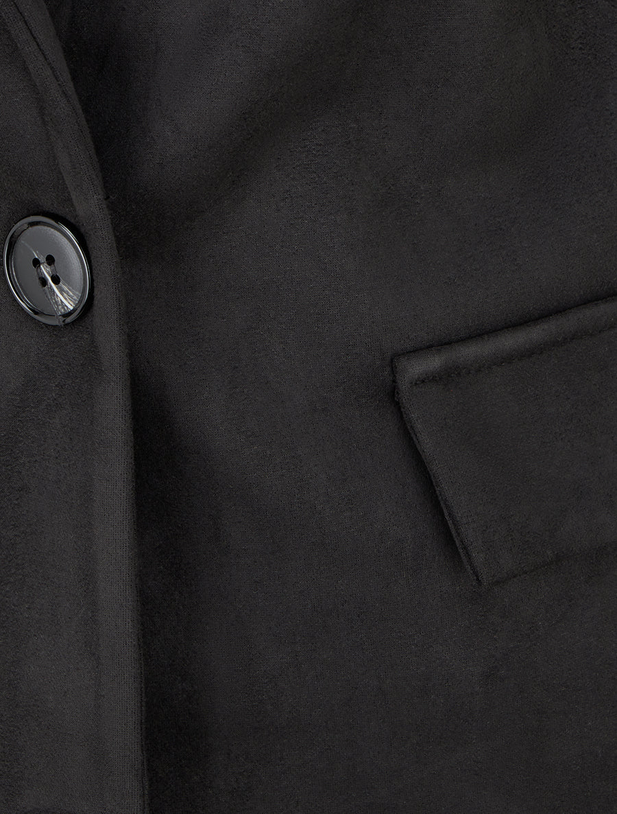 Suède blazer met knopen - Zwart - Image 3