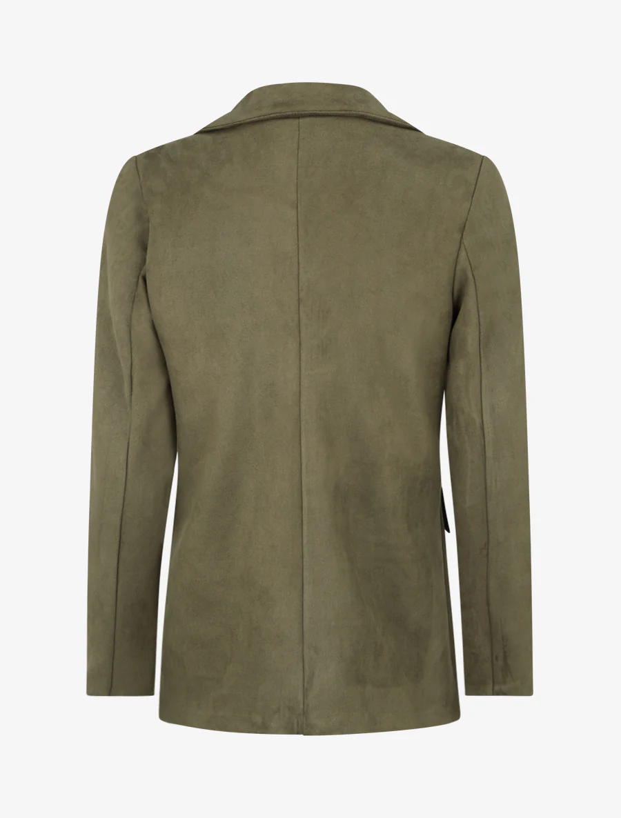 Suède blazer met knopen - Kaki - Image 2