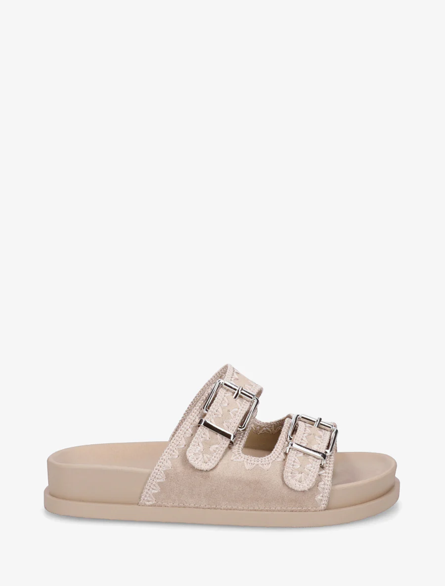 Suède dubbelgesp sandalen met borduursels - Mol