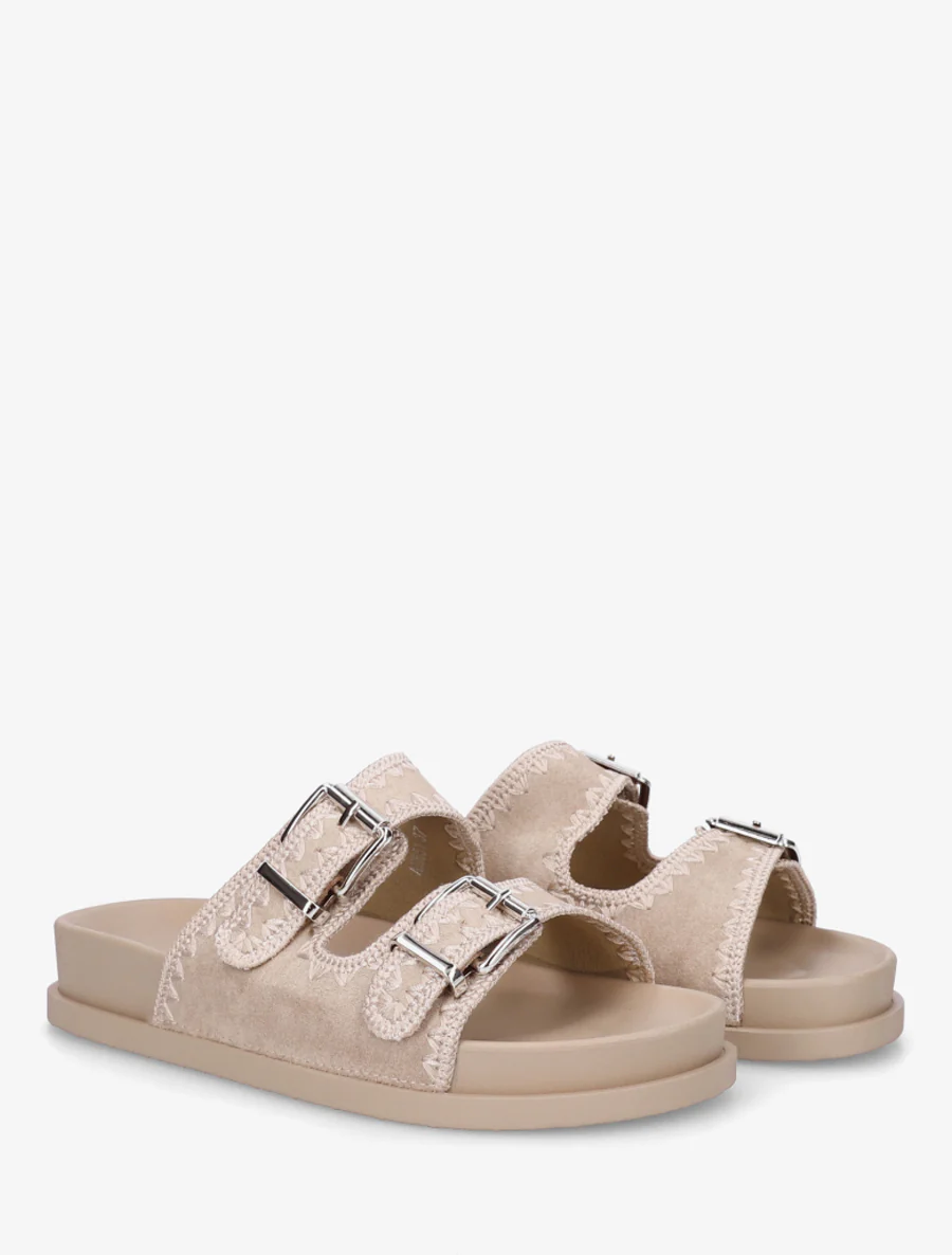 Suède dubbelgesp sandalen met borduursels - Mol - Image 4