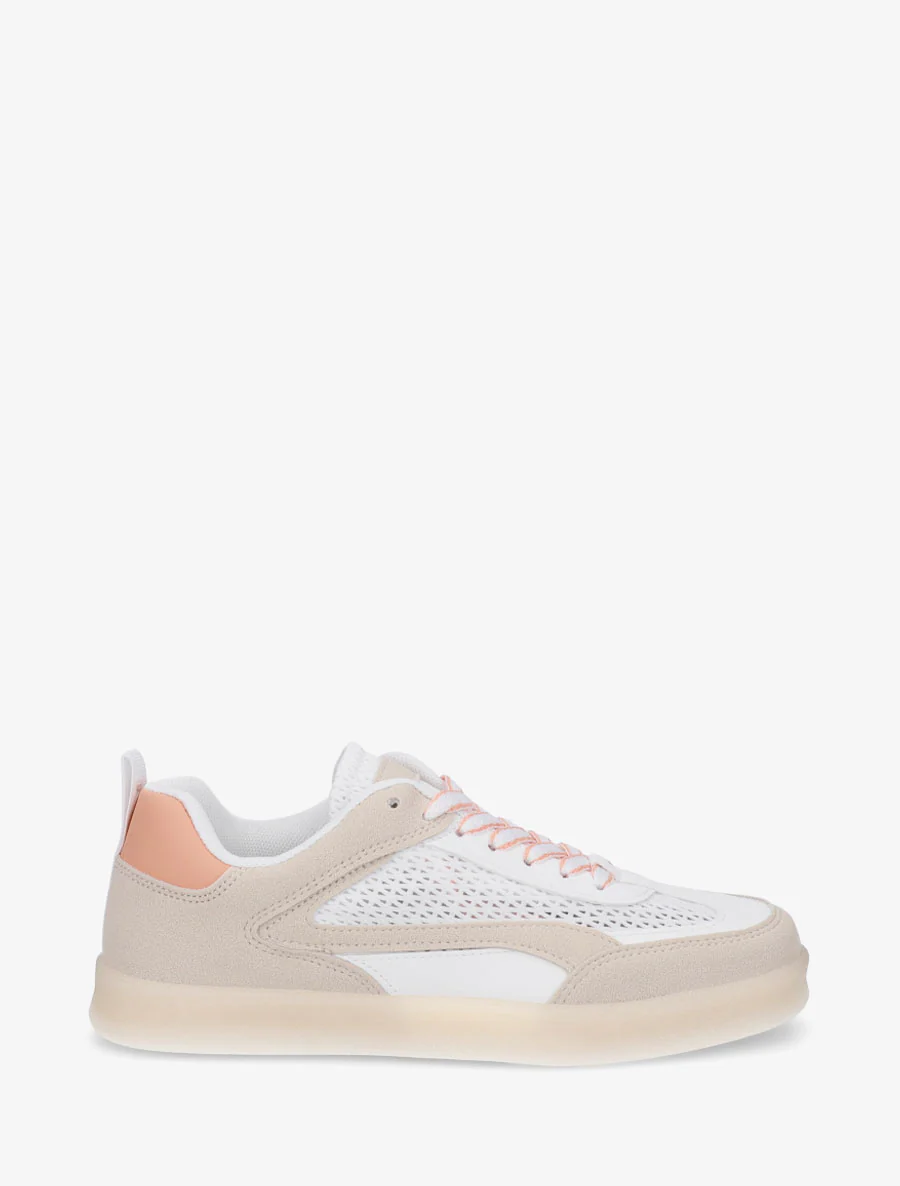 Suède en mesh sneakers - Wit