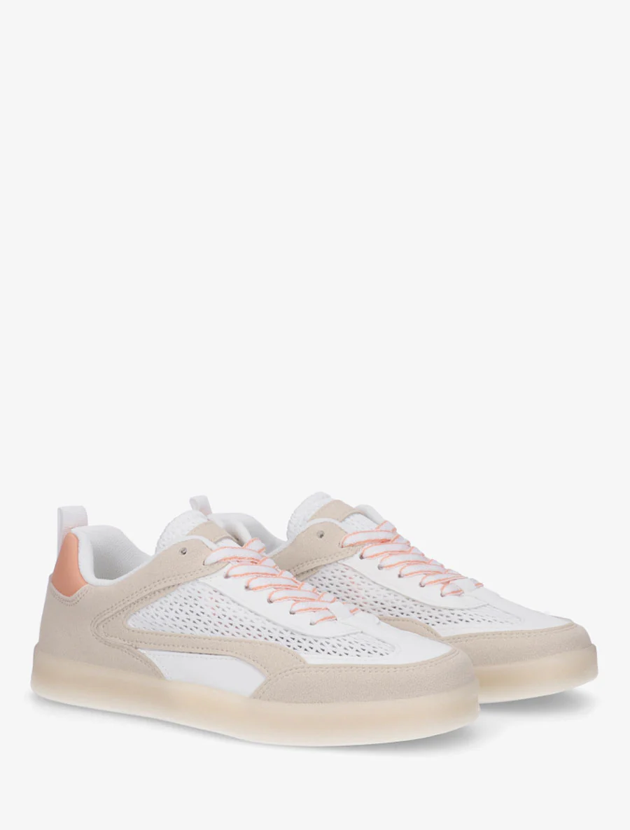 Suède en mesh sneakers - Wit - Image 4