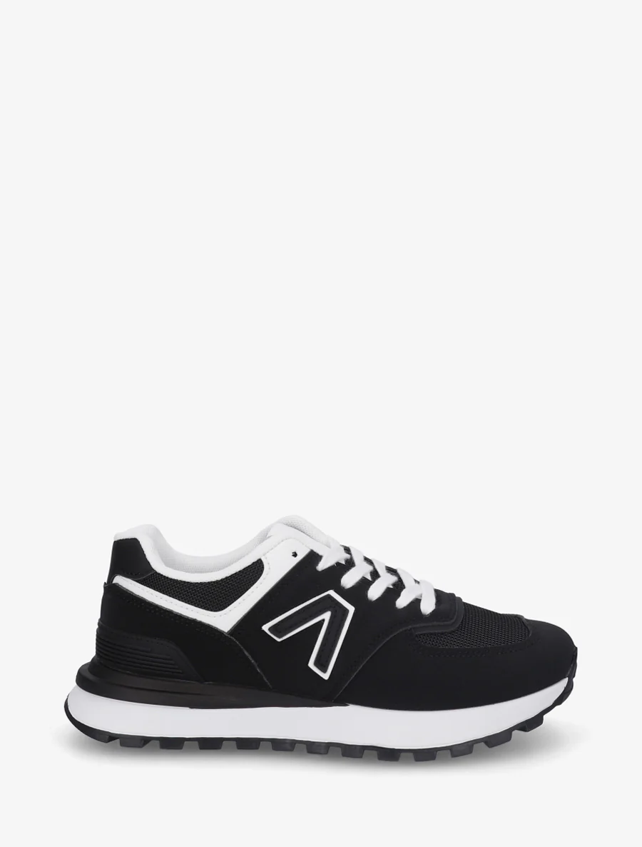 Suède en textiel sneakers - Zwart